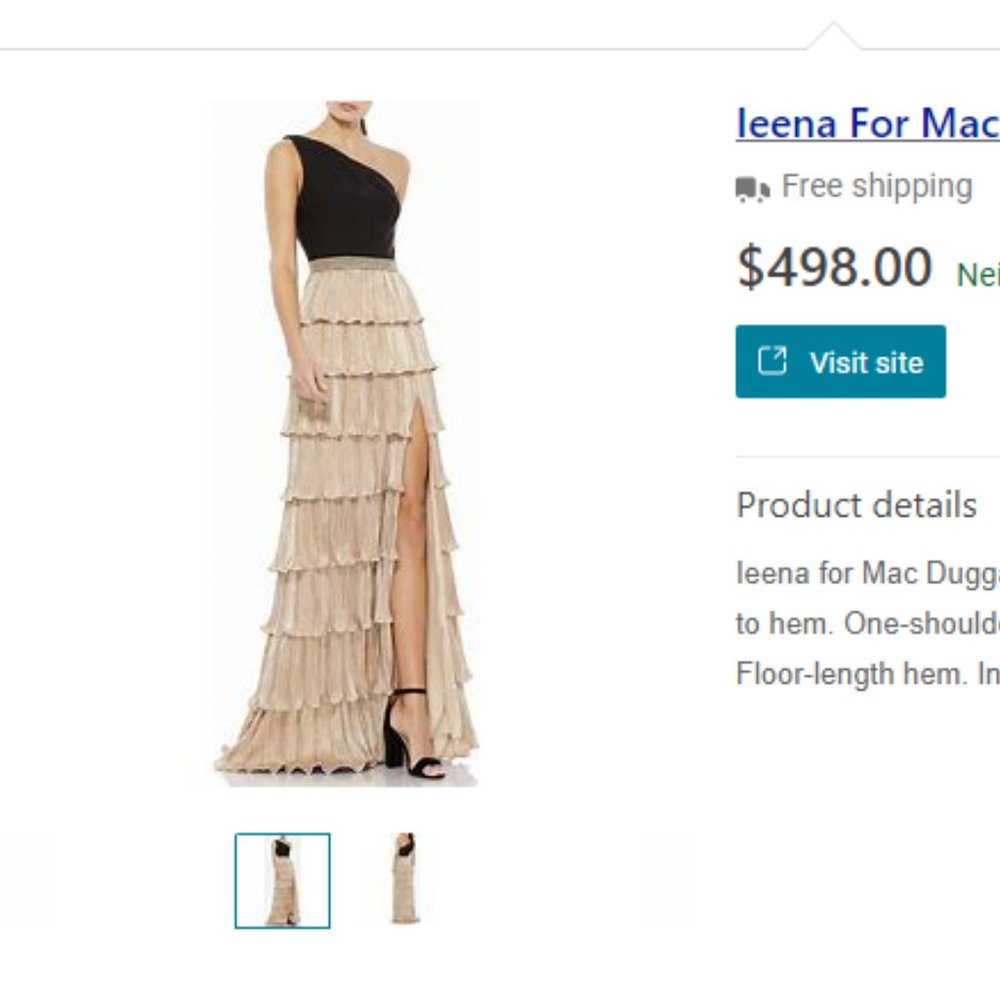 MAC DUGGAL One-Shoulder Ruffle Tiered Gown in Black Gold Size US 2 NWOT